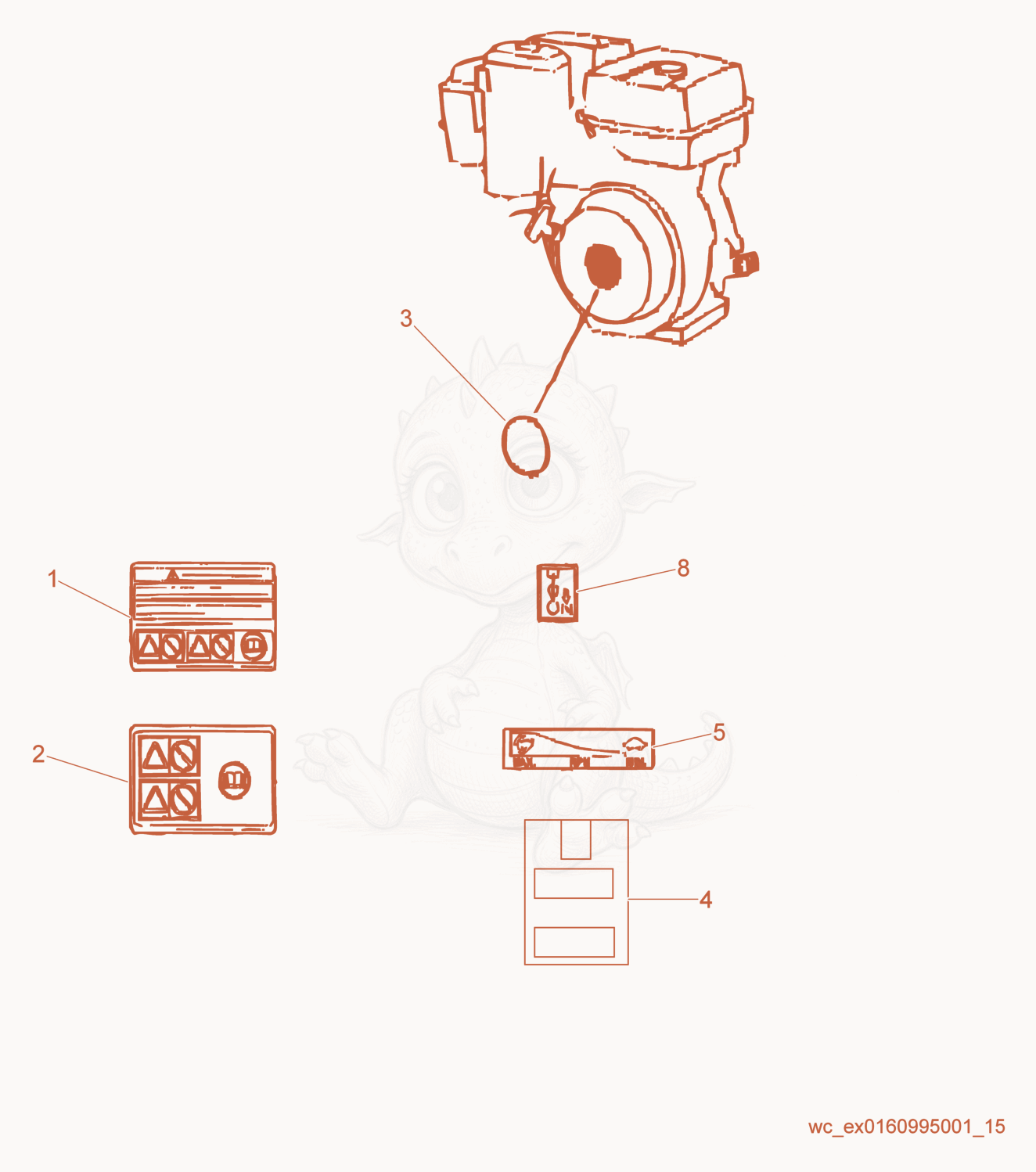 Exploded parts diagram of the Labels of a Wacker Neuson GP3800A, with numbered balloons