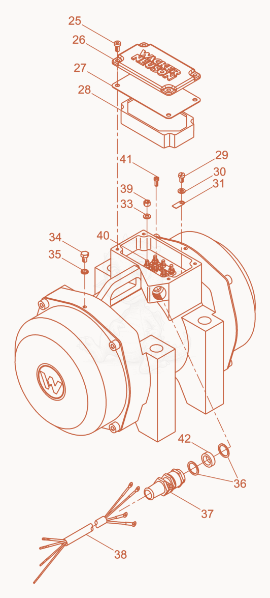 Despiece del External Vibrator cpl. de una máquina Wacker Neuson AR75/3,6/220/440, con globos numerados
