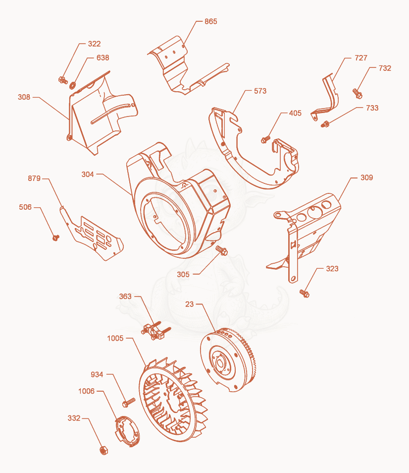 Exploded parts diagram of the Flywheel/Blower Housing of a Wacker Neuson RD11V, with numbered balloons