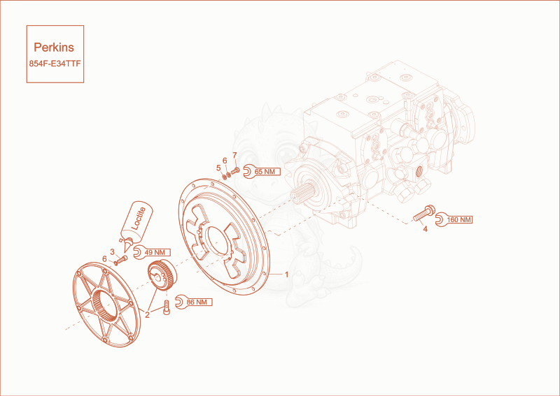 Despiece del HYDRAULIC PUMP DRIVE de una máquina Wacker Neuson ST35(S04-02), con globos numerados
