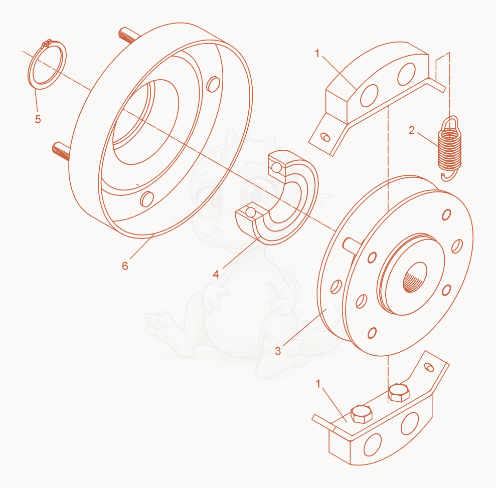 Exploded parts diagram of the Centrifugal Clutch of a Wacker Neuson DPU2450F, with numbered balloons