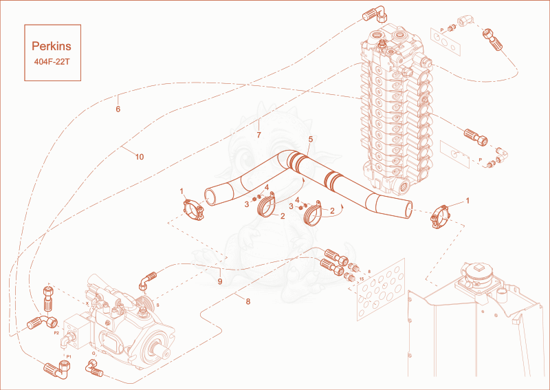 Exploded parts diagram of the HYDRAULIC PUMP INSTALLATION of a Wacker Neuson EW65, with numbered balloons