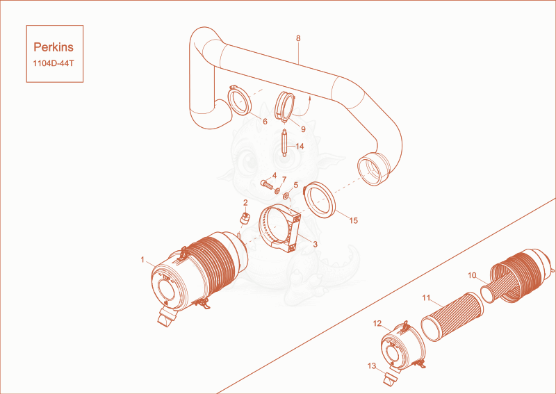 Exploded parts diagram of the air cleaner of a Wacker Neuson ST35(S04-02), with numbered balloons