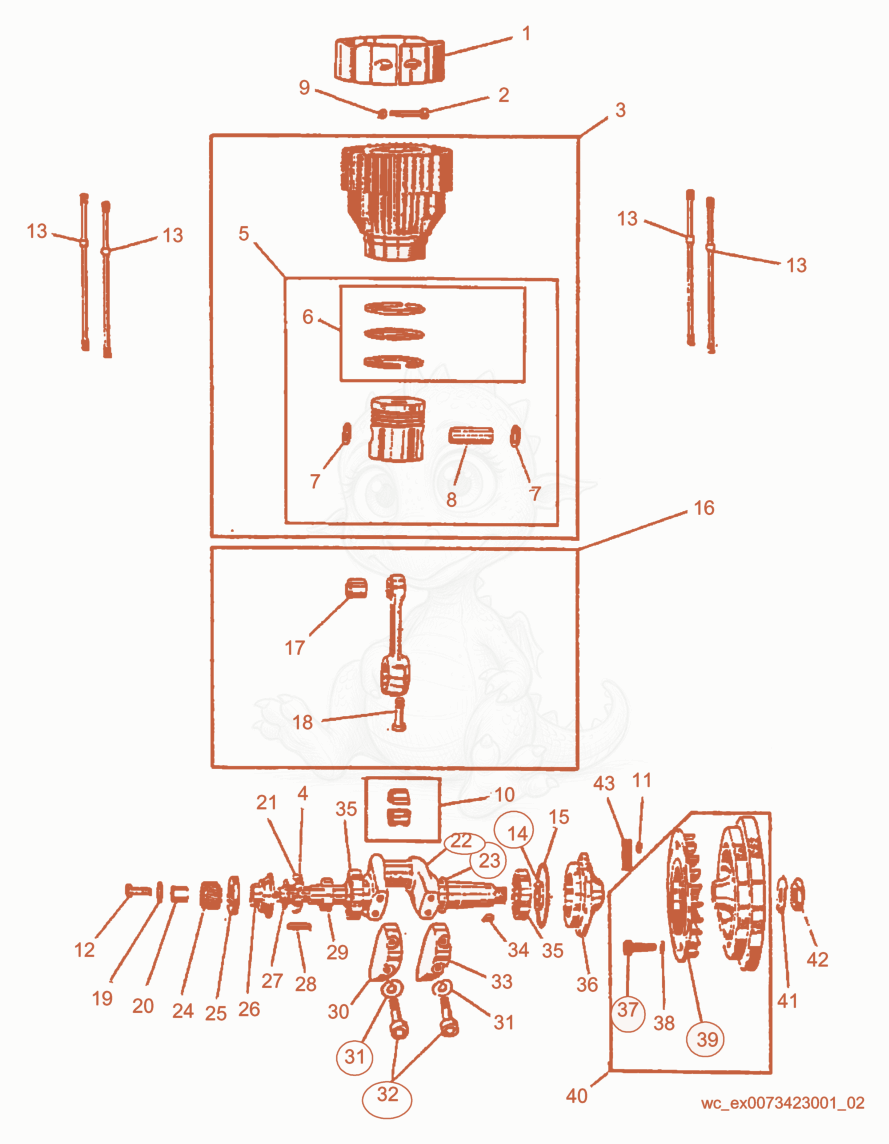 Exploded parts diagram of the Drive cpl. of a Wacker Neuson RS800H, with numbered balloons