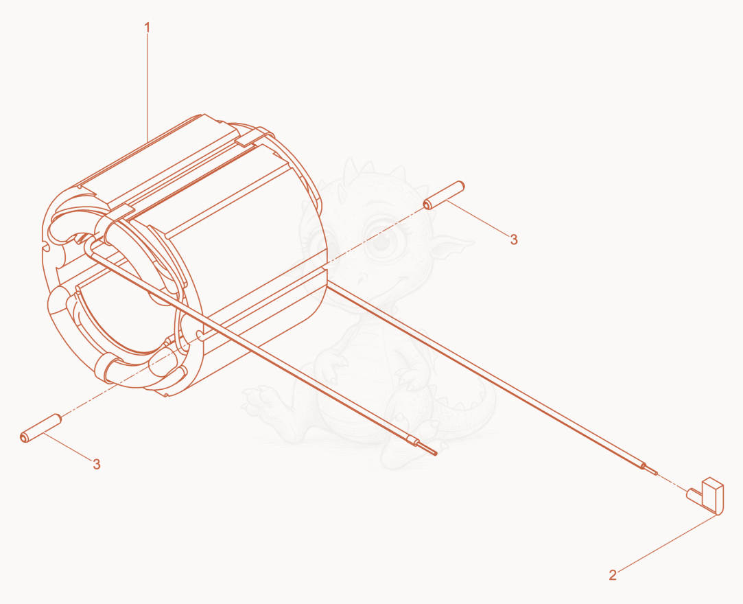 Exploded parts diagram of the Motor Armature Set of a Wacker Neuson M3000/230/RFI, with numbered balloons