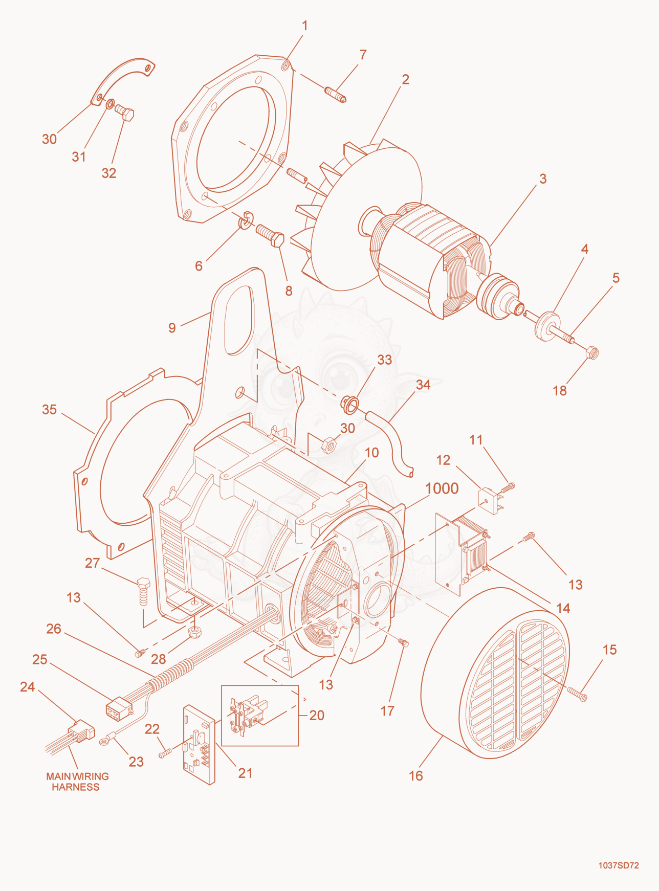 Exploded parts diagram of the Generator Front of a Wacker Neuson GS5.6A, with numbered balloons
