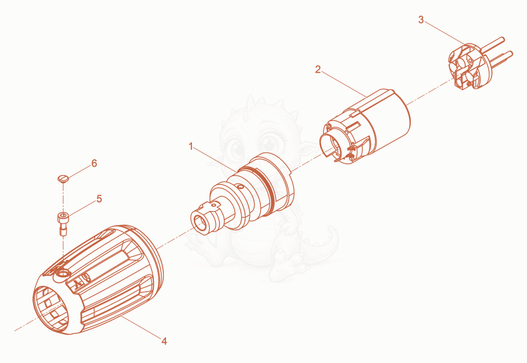 Exploded parts diagram of the Coupling plug side of a Wacker Neuson IRFLEX58/120/5US, with numbered balloons