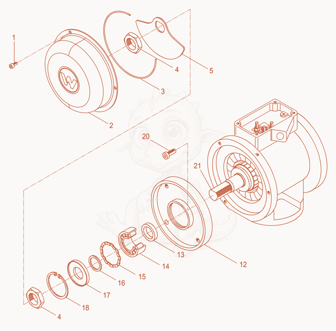 Exploded parts diagram of the External Vibrator cpl. of a Wacker Neuson AR51/9/042, with numbered balloons