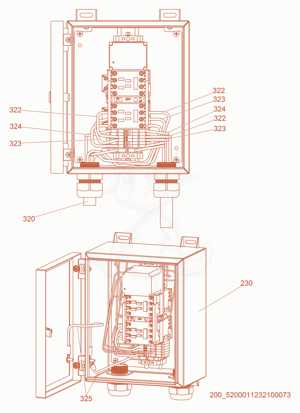 Exploded parts diagram of the Phase switch of a Wacker Neuson HI260, with numbered balloons