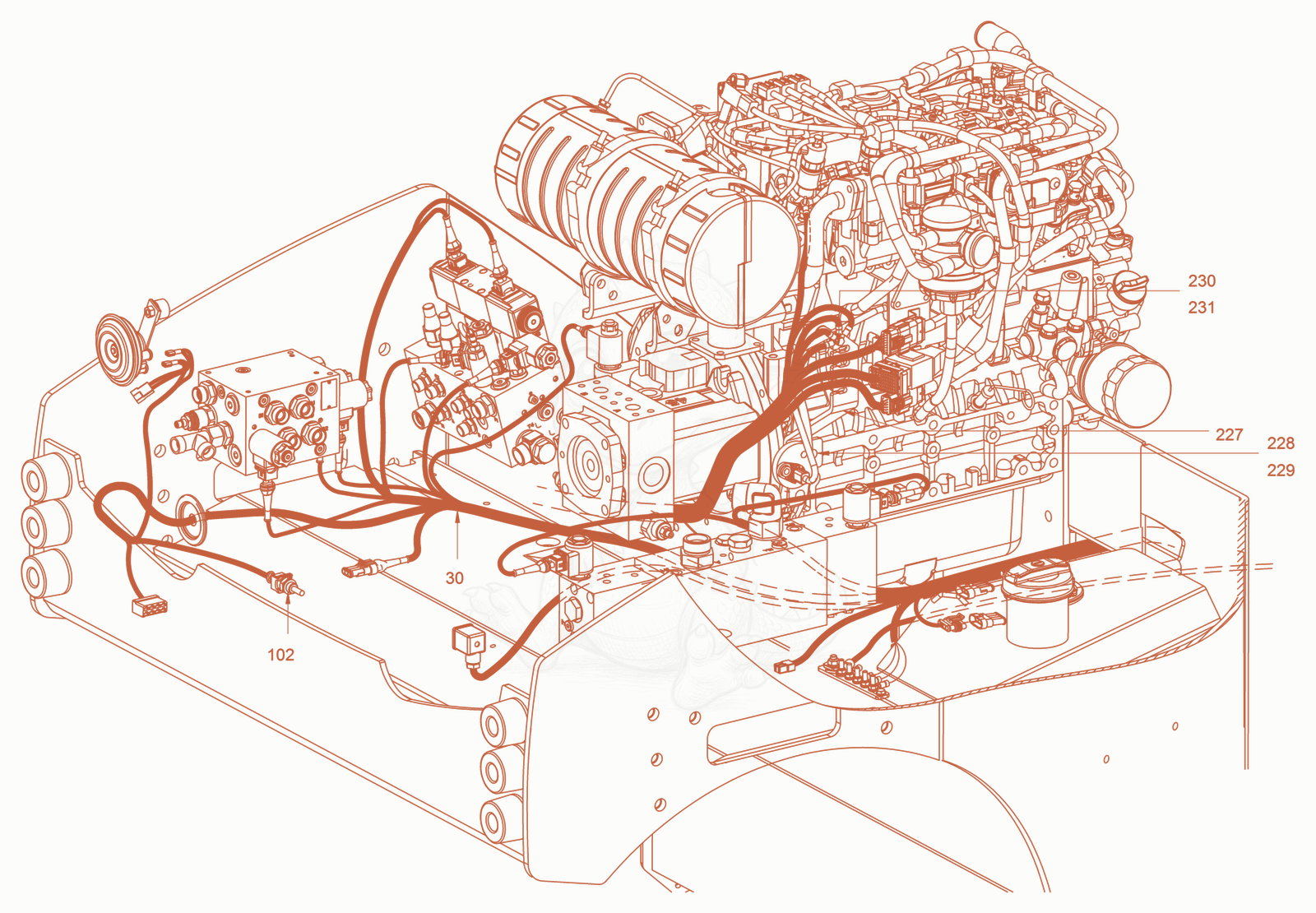 Exploded parts diagram of the electrical system of a Wacker Neuson RD45-140OUS, with numbered balloons