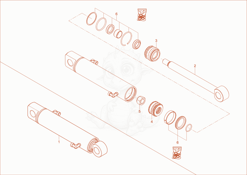 Exploded parts diagram of the telescope cylinder of a Wacker Neuson 803, with numbered balloons