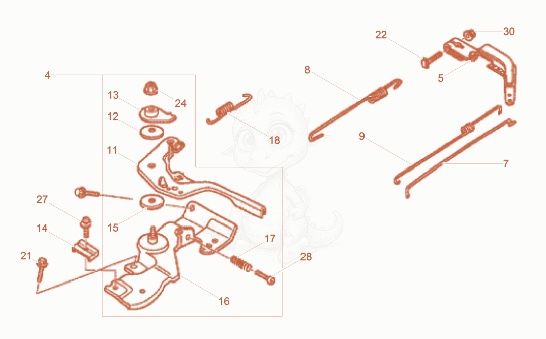Exploded parts diagram of the Governor of a Wacker Neuson WPKMAT, with numbered balloons