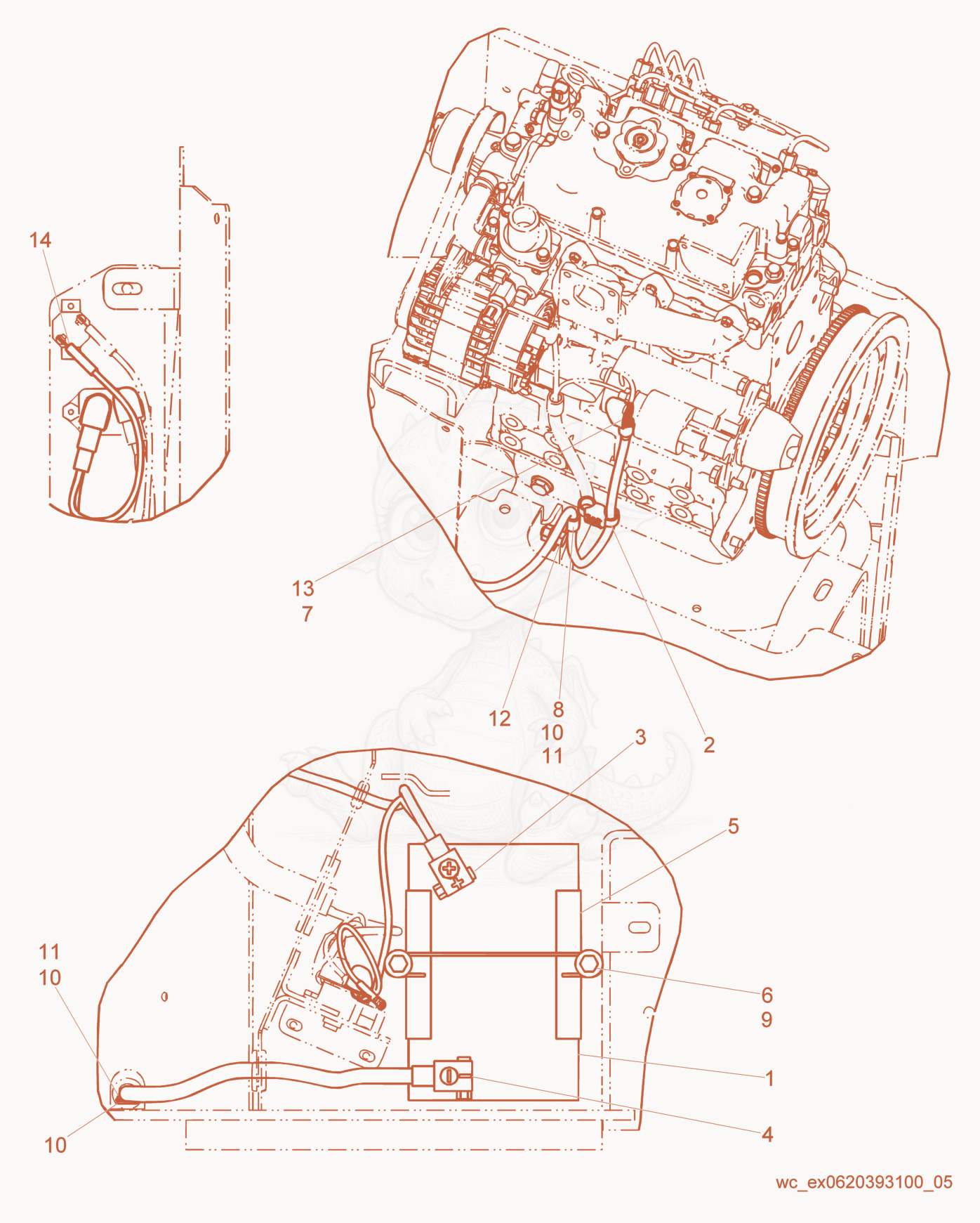 Exploded parts diagram of the Battery of a Wacker Neuson RD27-120, with numbered balloons