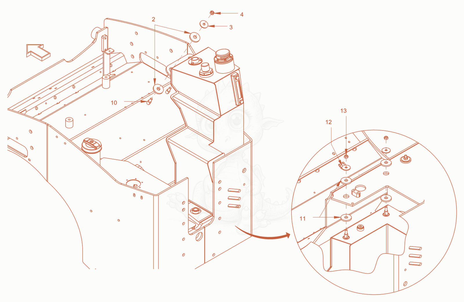 Exploded parts diagram of the hydraulic oil tank of a Wacker Neuson RD28-120DPF, with numbered balloons