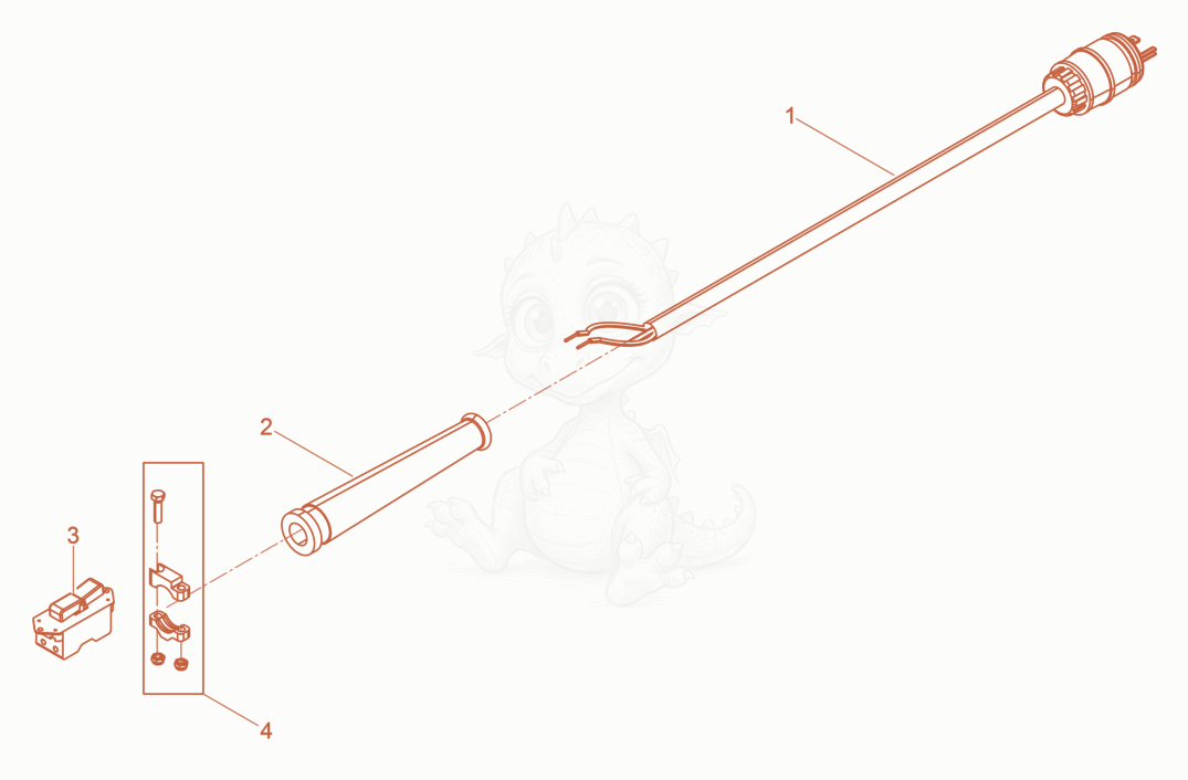 Exploded parts diagram of the Power supply cable cpl. of a Wacker Neuson M2000/120/NONCUL, with numbered balloons
