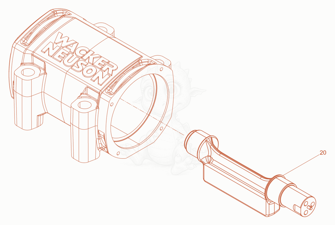 Exploded parts diagram of the Exciter 13kN of a Wacker Neuson BPS1340BW, with numbered balloons