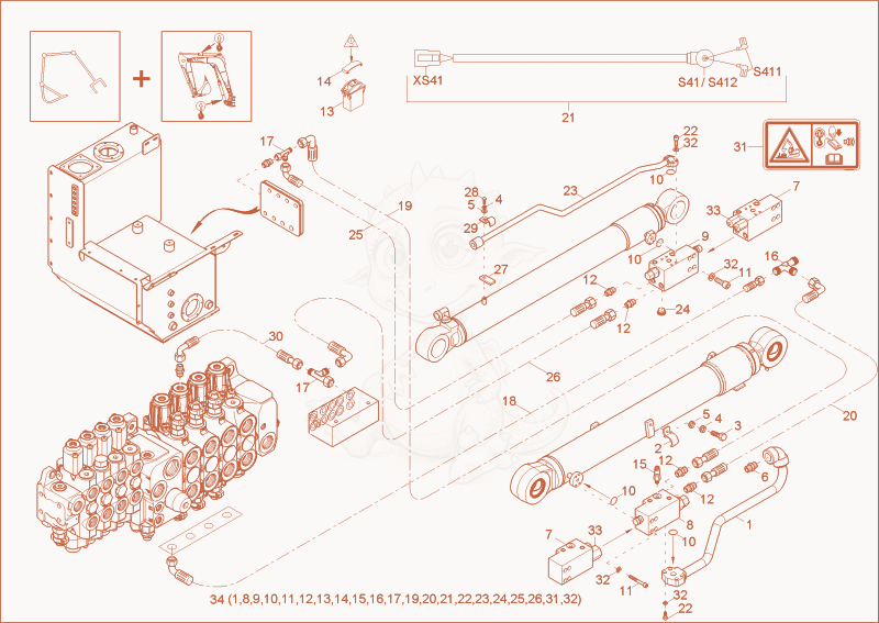 Exploded parts diagram of the STALLING LOAD - WARN. DEVICE F (OPTION of a Wacker Neuson 9503, with numbered balloons