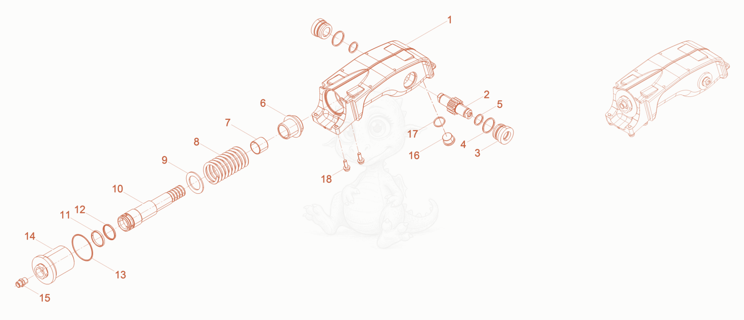 Exploded parts diagram of the Center Pole Head cpl. DPU80/90 of a Wacker Neuson DPU80LEM770, with numbered balloons