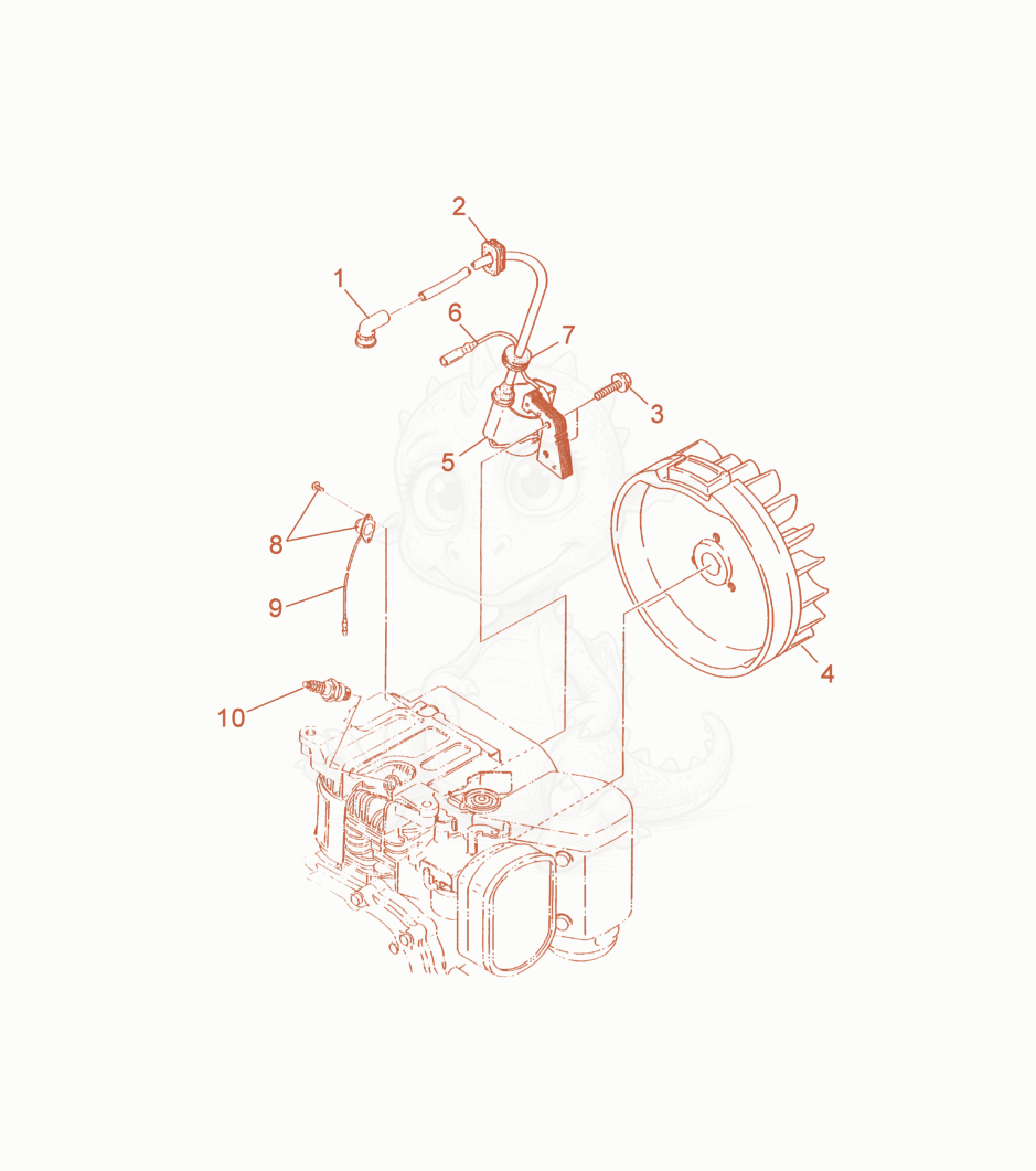 Exploded parts diagram of the Flywheel/Magneto of a Wacker Neuson VP1035R, with numbered balloons