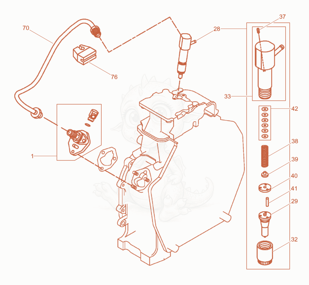 Exploded parts diagram of the Injection Pump, InjectionValve of a Wacker Neuson RD7YEHFBHRC, with numbered balloons