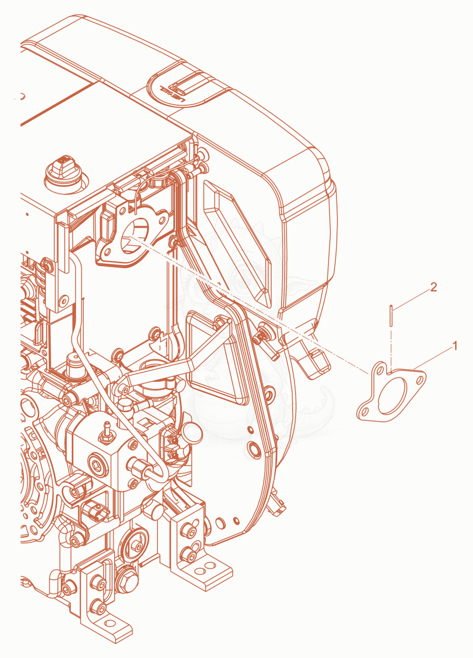 Exploded parts diagram of the Insulating flange of a Wacker Neuson XPUKMAT, with numbered balloons