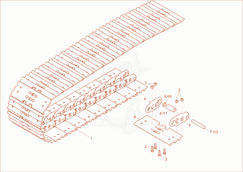Exploded parts diagram of the STEEL CHAIN option of a Wacker Neuson ET90, with numbered balloons