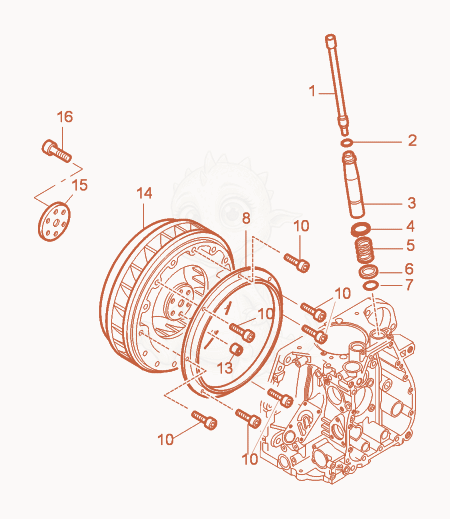 Despiece del Flywheel de una máquina Wacker Neuson RD7H-ESEU, con globos numerados
