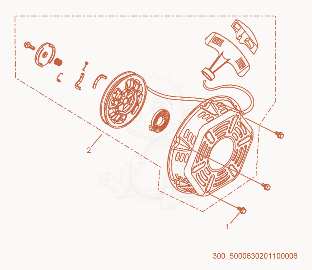 Exploded parts diagram of the Starter of a Wacker Neuson MG3SD, with numbered balloons