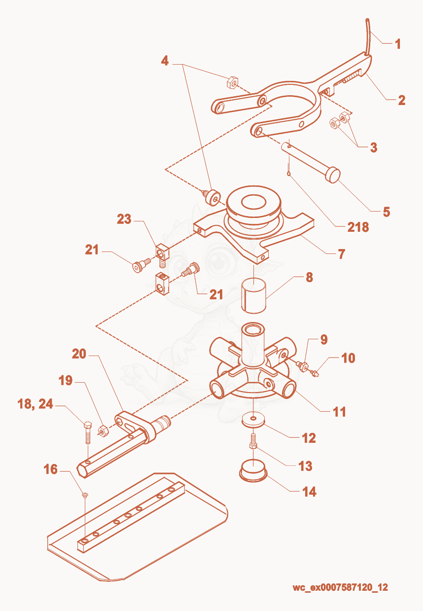 Exploded parts diagram of the Blade Mechanism of a Wacker Neuson CT36AGP-E, with numbered balloons