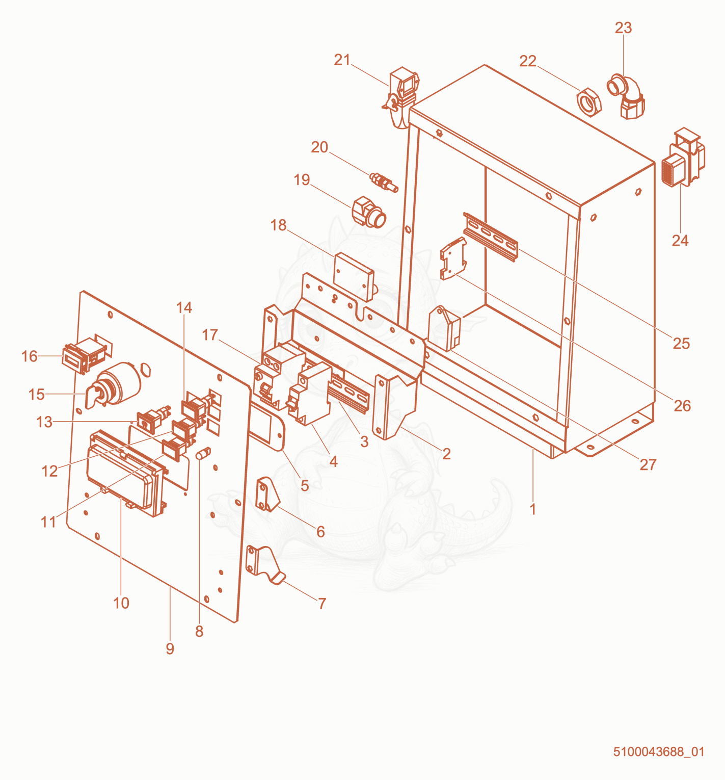 Exploded parts diagram of the Control Panel 2 of a Wacker Neuson LTS8K, with numbered balloons