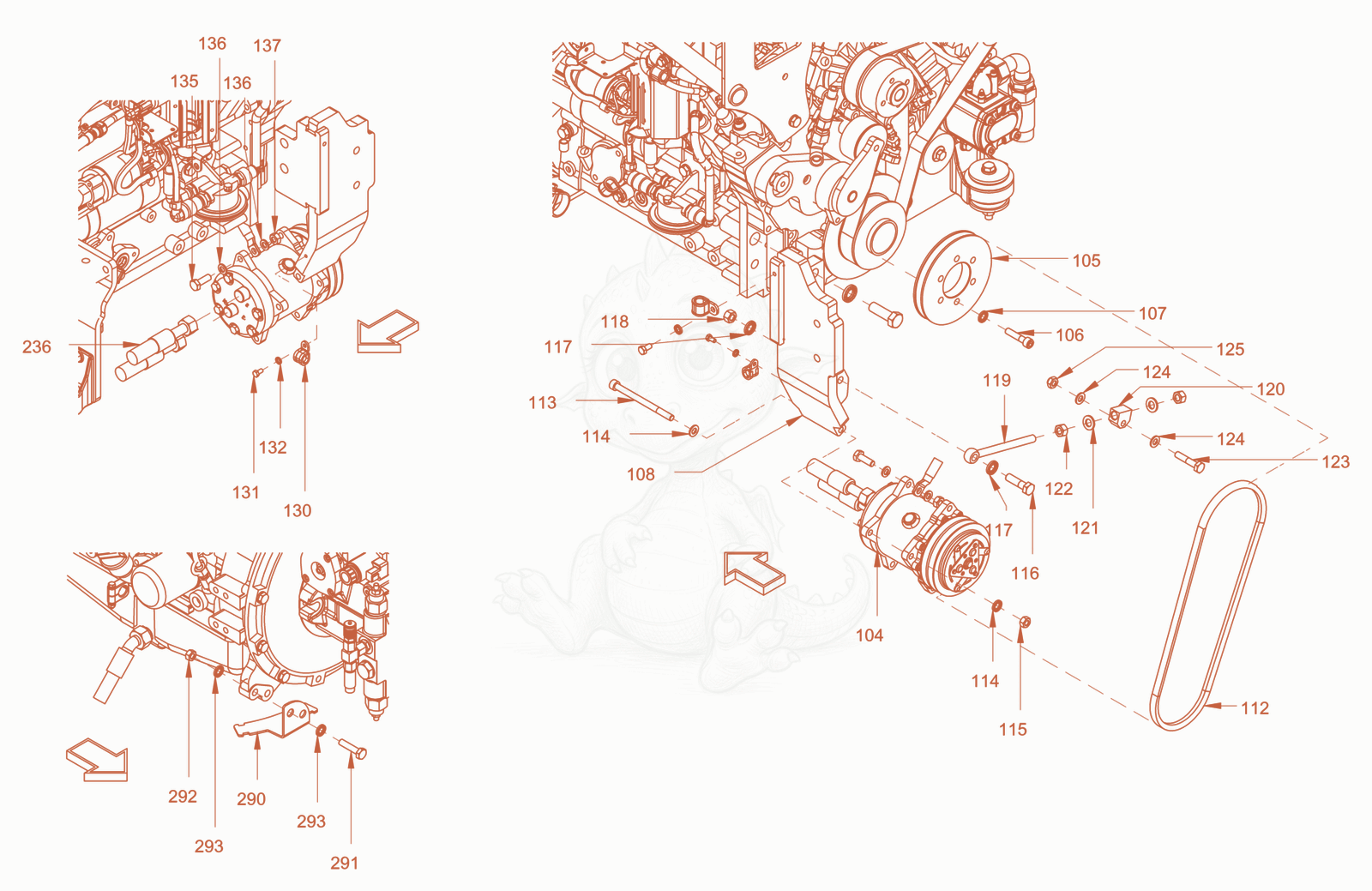 Exploded parts diagram of the air conditioning of a Wacker Neuson RC110PUSROPS, with numbered balloons