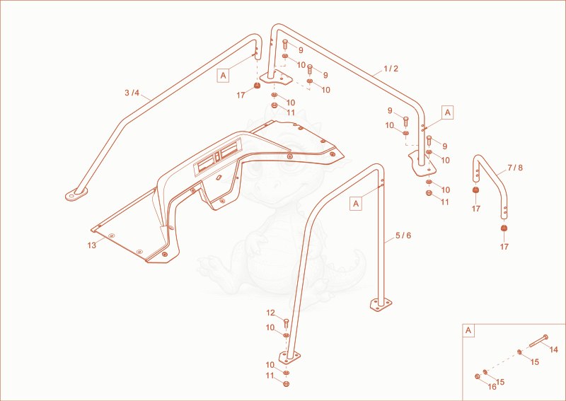 Exploded parts diagram of the COVERING of a Wacker Neuson DV100, with numbered balloons