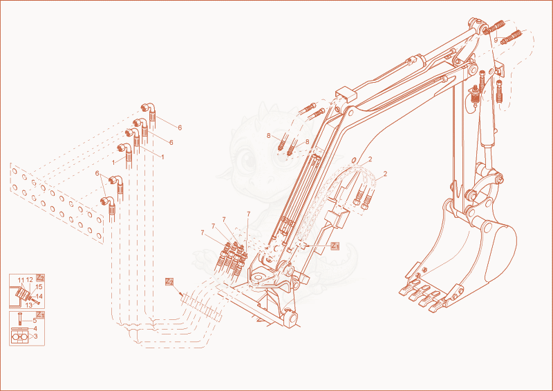 Exploded parts diagram of the ARMSYSTEM INSTALLATION of a Wacker Neuson 1502RDFORCE, with numbered balloons