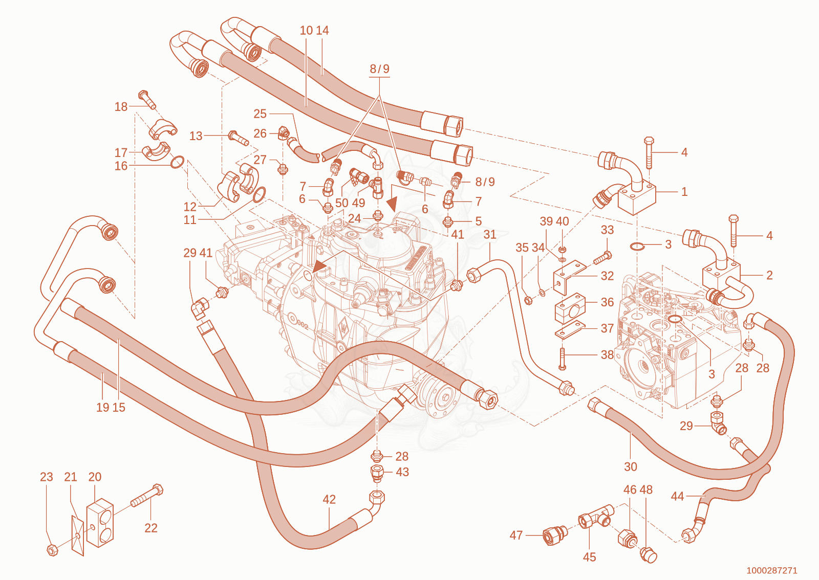 Exploded parts diagram of the Drives cycle of a Wacker Neuson TH755(416-04), with numbered balloons