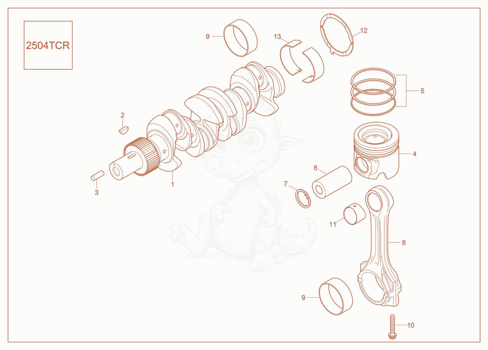 Exploded parts diagram of the Crankshaft, Piston of a Wacker Neuson ST37, with numbered balloons