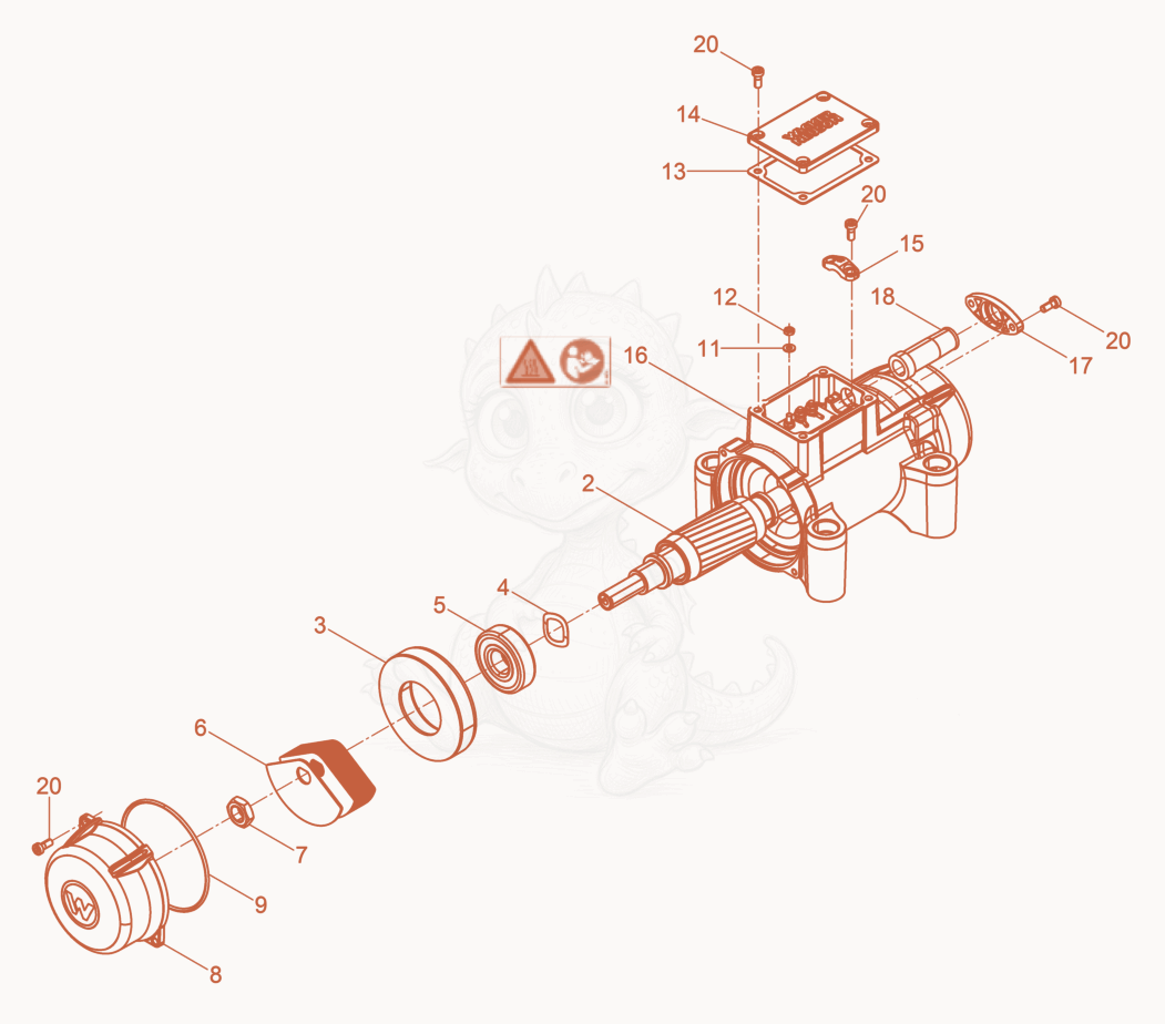 Exploded parts diagram of the External Vibrator cpl. of a Wacker Neuson AR34/6/042, with numbered balloons