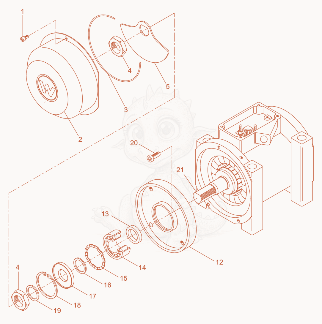 Exploded parts diagram of the External Vibrator cpl. of a Wacker Neuson AR44/6/250, with numbered balloons