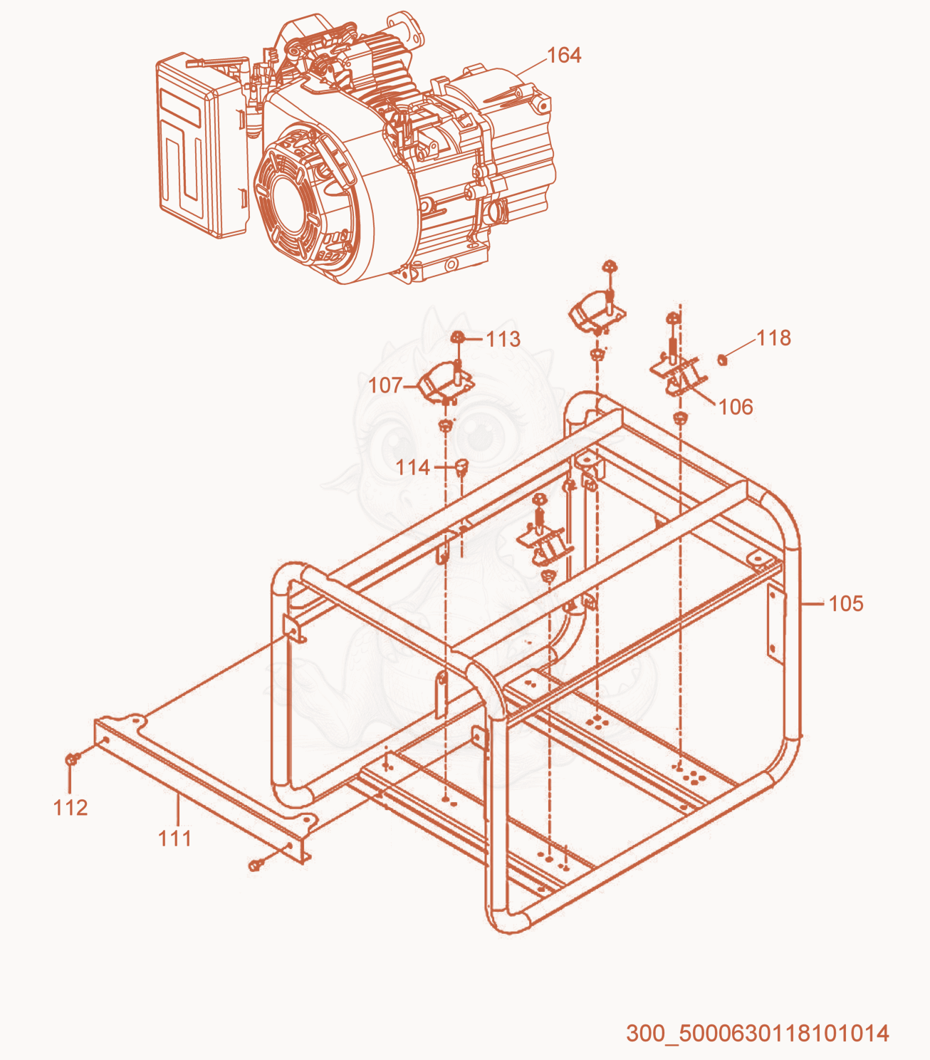 Exploded parts diagram of the Frame cpl. of a Wacker Neuson ML225, with numbered balloons