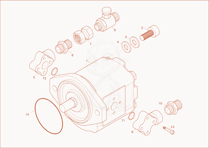 Exploded parts diagram of the gear pump of a Wacker Neuson 2701AA, with numbered balloons