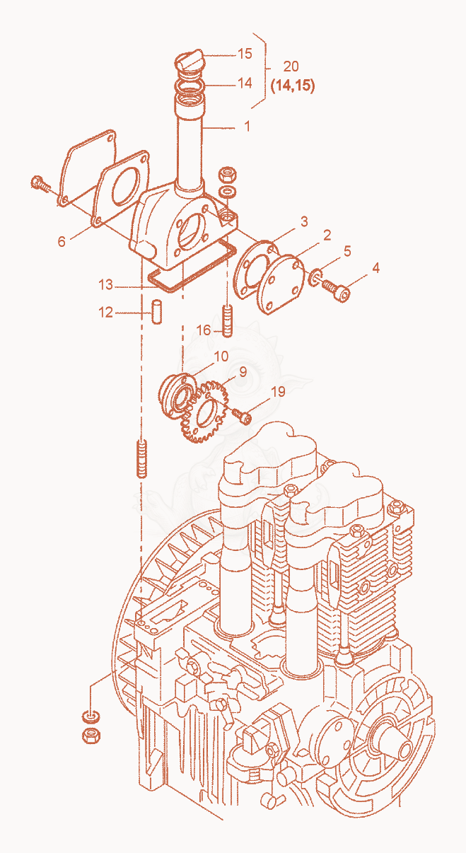 Exploded parts diagram of the Pump cpl. of a Wacker Neuson RD15, with numbered balloons