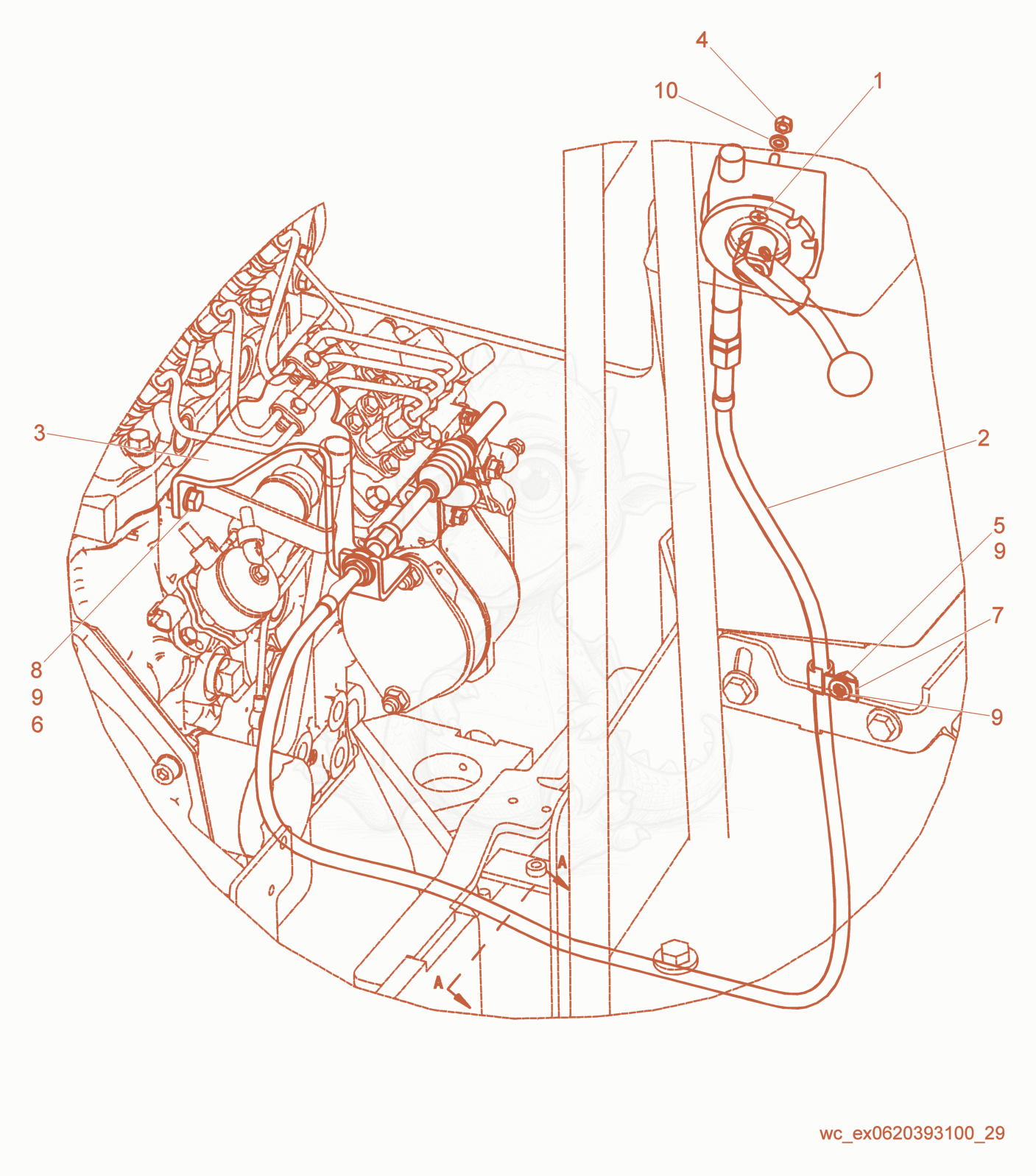Exploded parts diagram of the Governor Control of a Wacker Neuson RD27-120, with numbered balloons