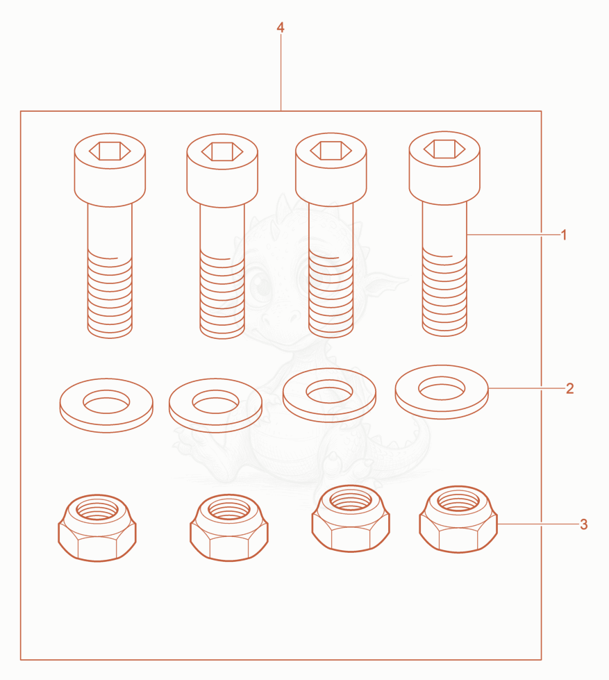 Exploded parts diagram of the Fixing Set of a Wacker Neuson AR34/6/250, with numbered balloons
