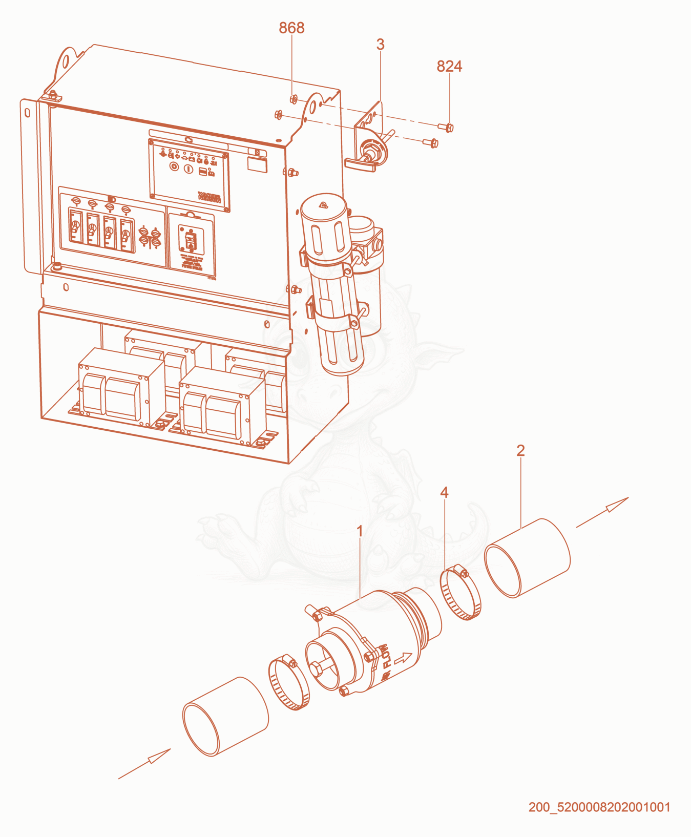 Exploded parts diagram of the Option-Positive Air Shutoff of a Wacker Neuson LTW20Z3-VS, with numbered balloons