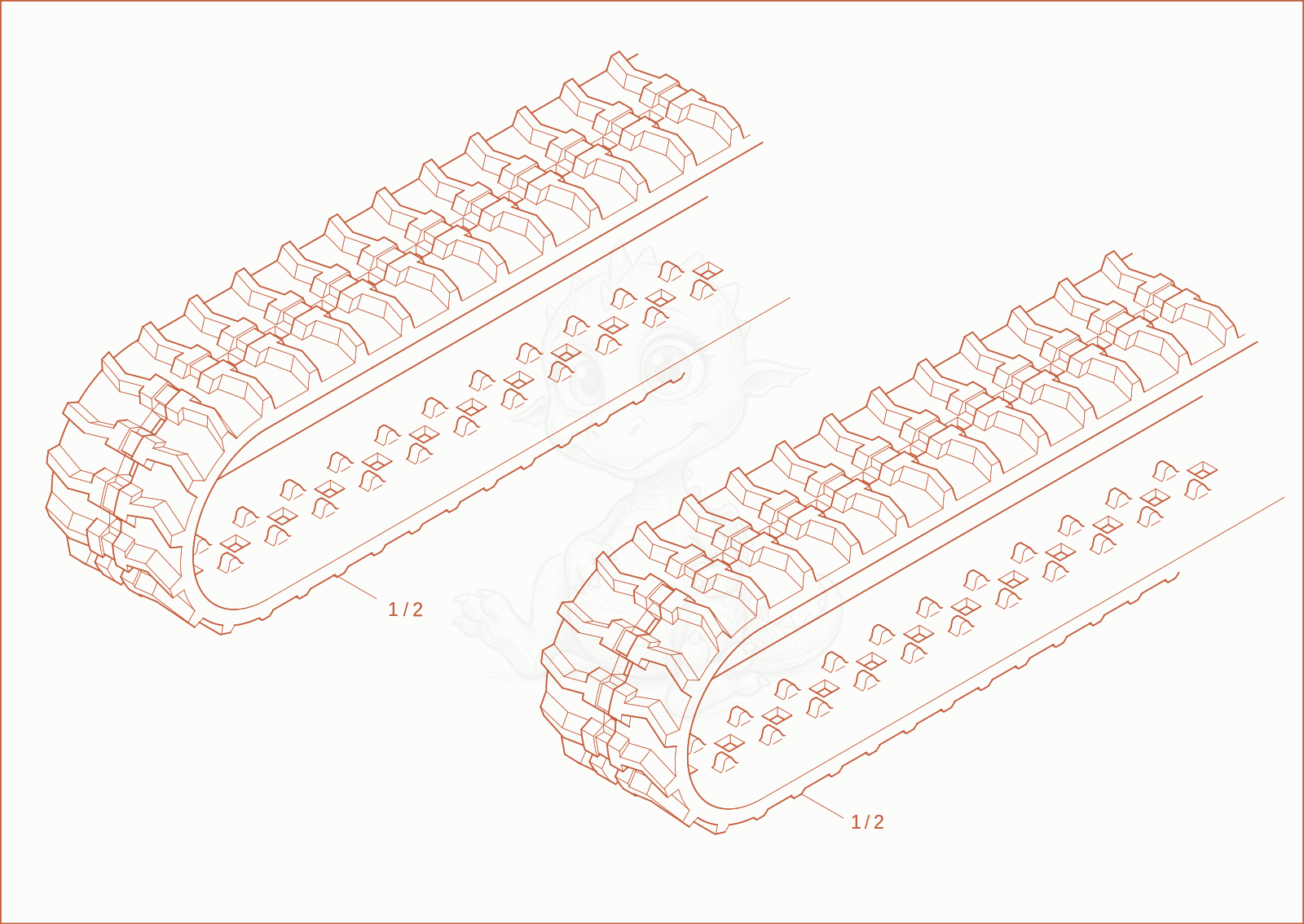 Exploded parts diagram of the rubber track of a Wacker Neuson 28Z3, with numbered balloons