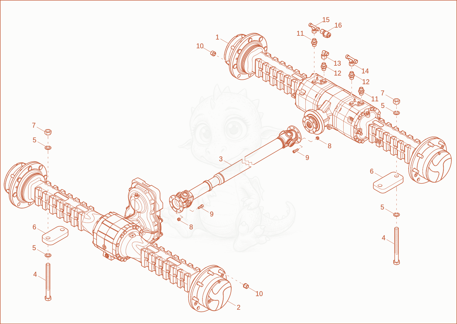 Exploded parts diagram of the AXLE of a Wacker Neuson DW50-2, with numbered balloons