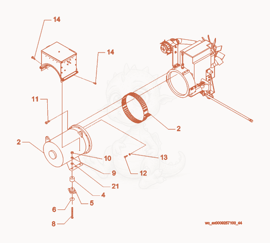 Exploded parts diagram of the Engine/Generator cpl. of a Wacker Neuson G25, with numbered balloons