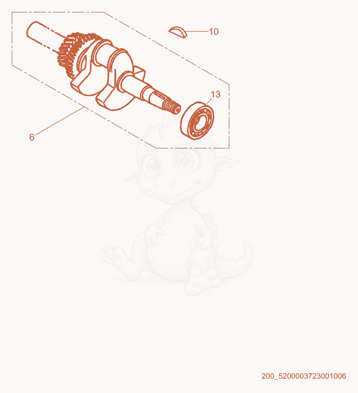 Exploded parts diagram of the Crankshaft of a Wacker Neuson GV3800, with numbered balloons