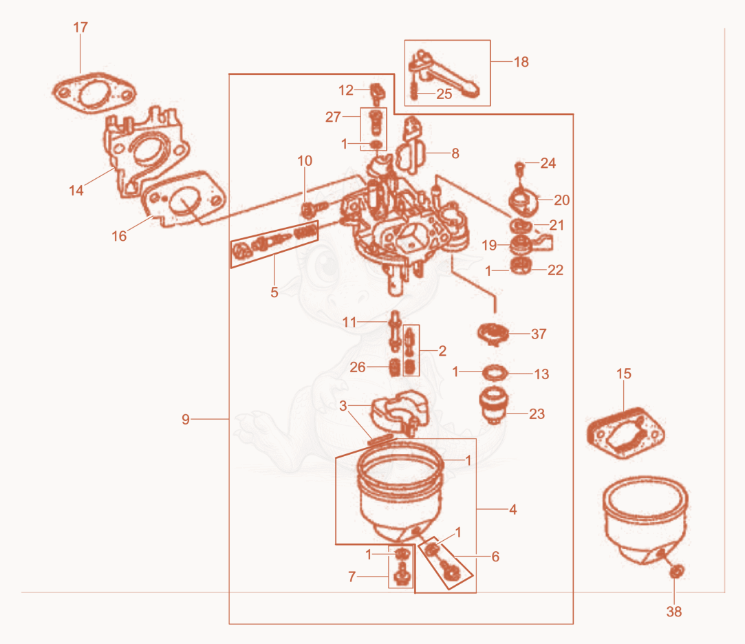 Exploded parts diagram of the Carburetor of a Wacker Neuson BT48A, with numbered balloons
