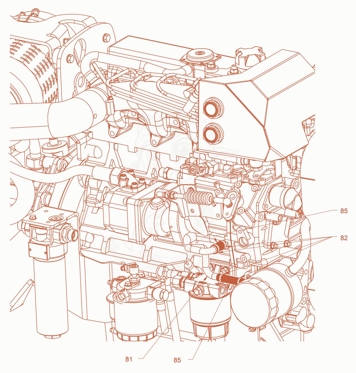 Exploded parts diagram of the cooling of a Wacker Neuson RD45-140C, with numbered balloons