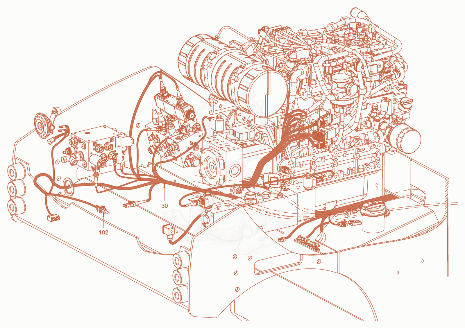 Exploded parts diagram of the electrical system of a Wacker Neuson RD40-130CDPF, with numbered balloons